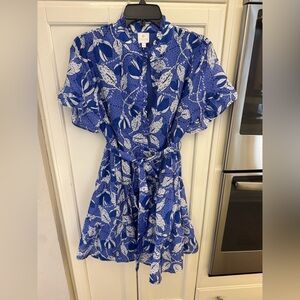 Floral Blue Wrap Dress